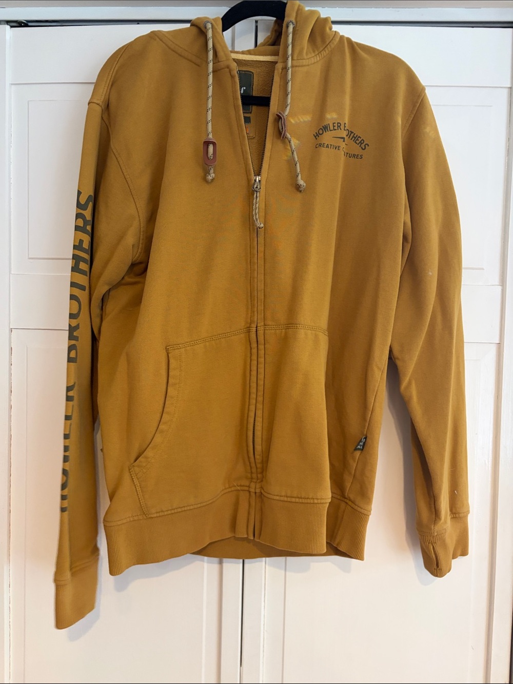 Howler Brothers Mustard Zip Hoodie with Olive Label